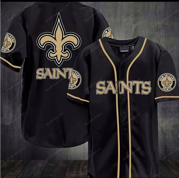 Men's New Orleans Saints Black Stitched Baseball Jersey