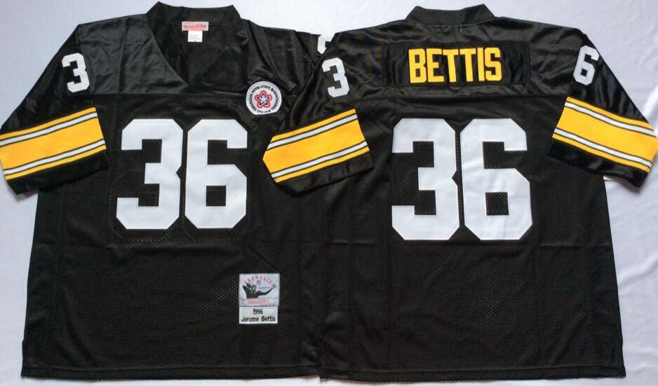 Mitchell & Ness Steelers #36 Jerome Bettis Black Stitched Throwback NFL Jersey