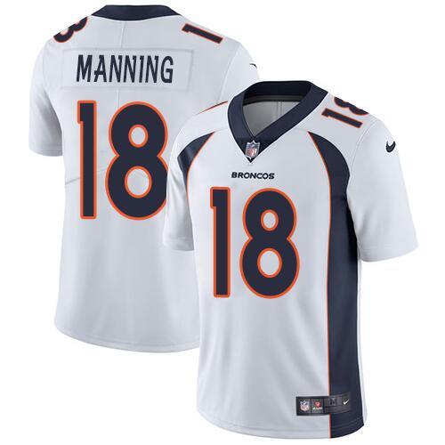 Men's Denver Broncos #18 Peyton Manning White Vapor Untouchable Limited Stitched Jersey