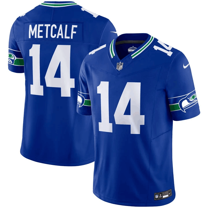 Men's Seattle Seahawks #14 D.K. Metcalf Royal 2023 F.U.S.E. Vapor Limited Throwback Stitched Jersey