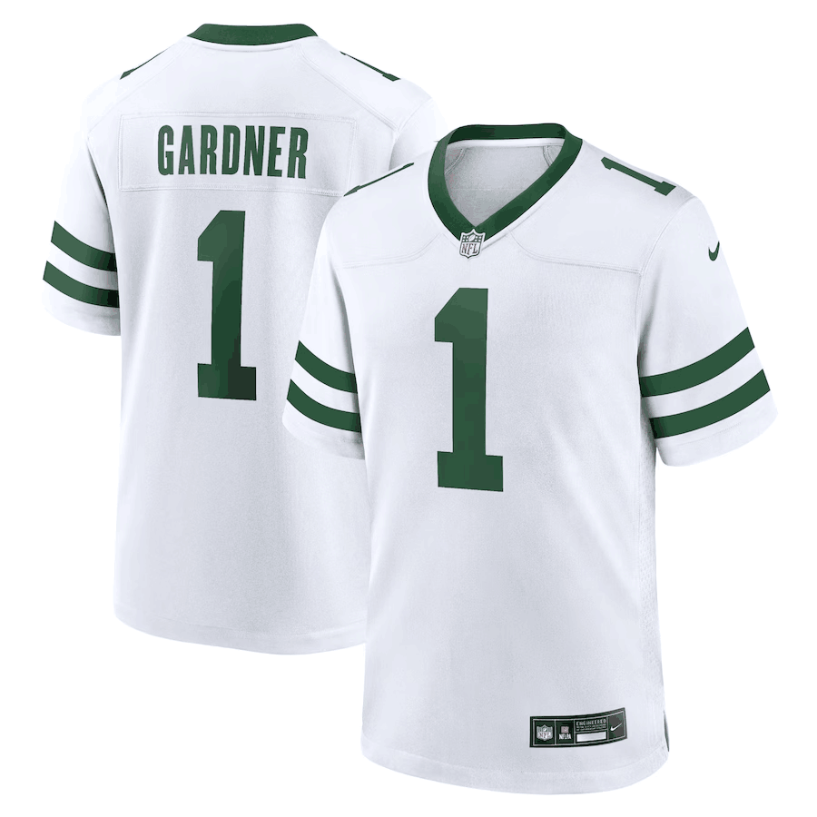 Men's New York Jets #1 Ahmad Sauce Gardner White Throwback Stitched Game Jersey