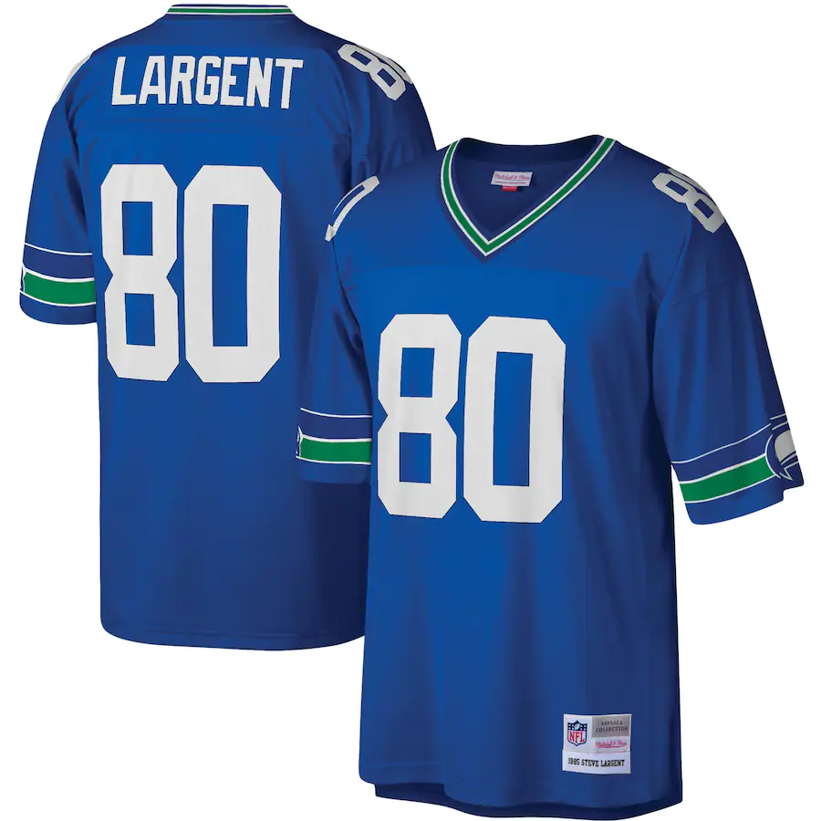 Men's Seattle Seahawks #80 Steve Largent Royal Mitchell & Ness Stitched Football Jersey