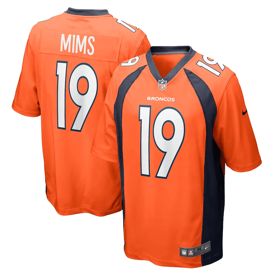 Men's Denver Broncos #19 Marvin Mims Jr. Orange Football Stitched Game Jersey