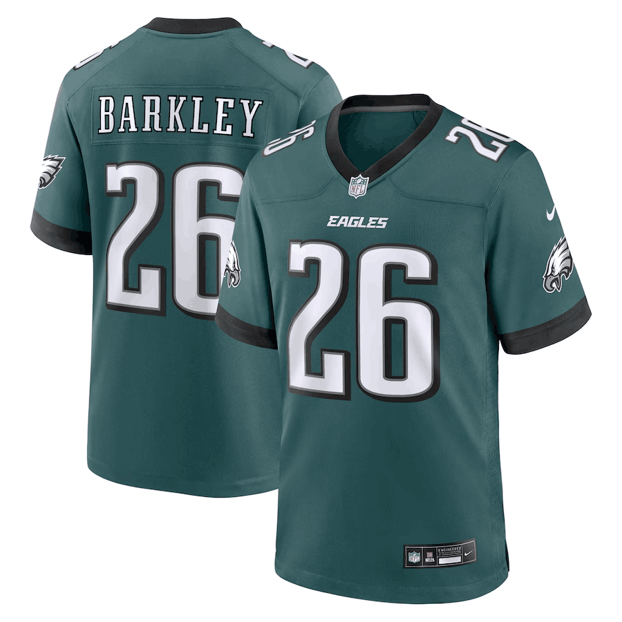 Men's Philadelphia Eagles #26 Saquon Barkley Green Game Football Stitched Jersey