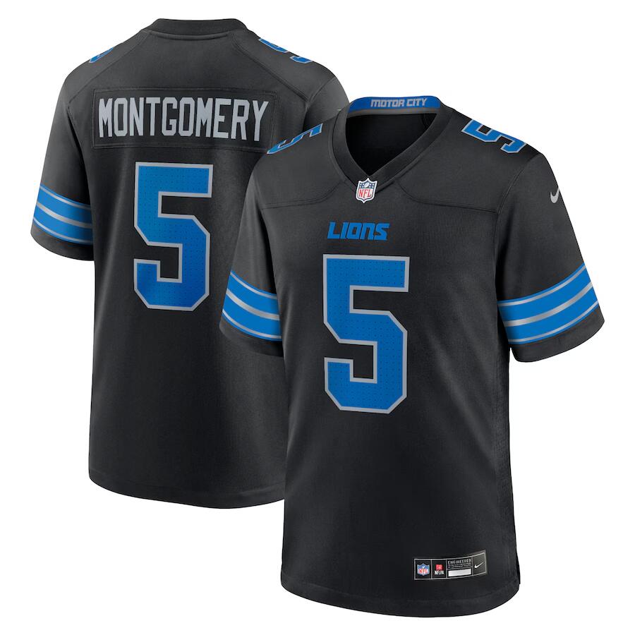 Men's Detroit Lions #5 David Montgomery Black 2nd Alternate Stitched Jersey