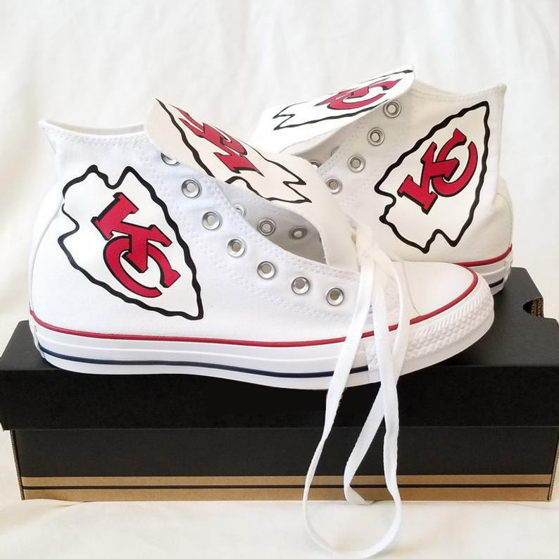 Women and Youth NFL Kansas City Chiefs Repeat Print High Top Sneakers 007