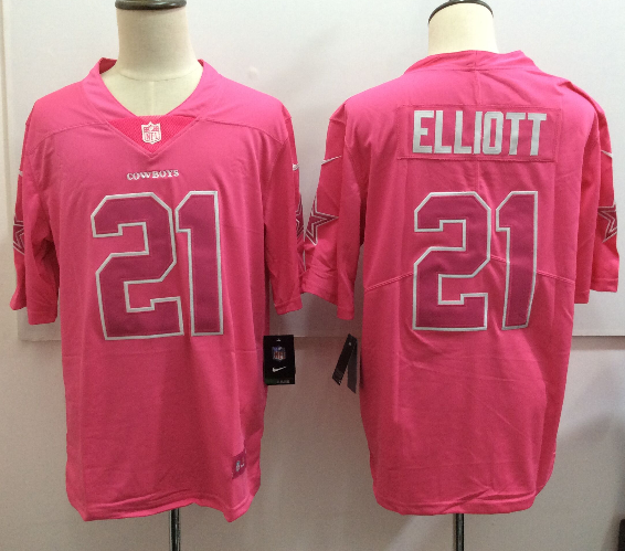 Men's Nike Dallas Cowboys #21 Ezekiel Elliott Pink Limited Rush Stitched NFL Jersey