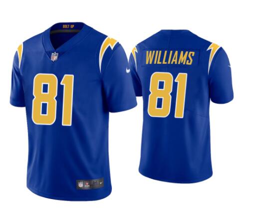 Men's Los Angeles Chargers #81 Mike Williams 2020 Royal Vapor Untouchable Limited Stitched Jersey