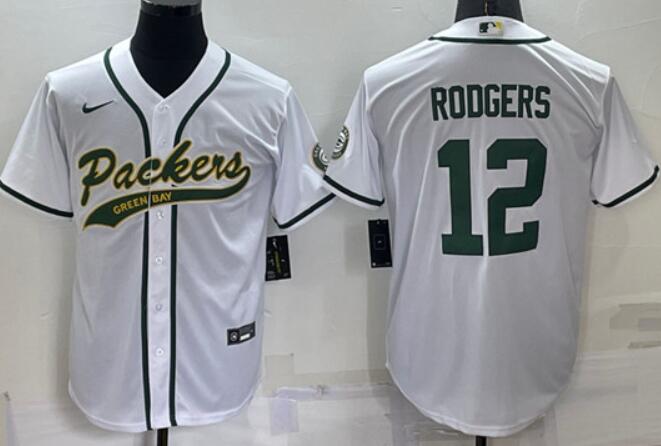 Men's Green Bay Packers Customized Blank White Cool Base Stitched Baseball Jersey (Check description if you want Women or Youth size)
