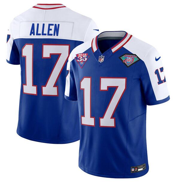 Men's Buffalo Bills ACTIVE PLAYER Custom Blue/White 2023 F.U.S.E. 75th Anniversary Throwback Vapor Untouchable Limited Football Stitched Jersey