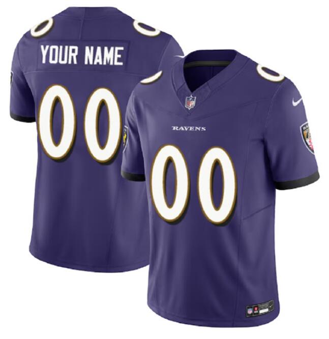 Men's Baltimore Ravens Customized Purple 2023 F.U.S.E. Alternate Vapor Untouchable Limited Football Stitched Jersey