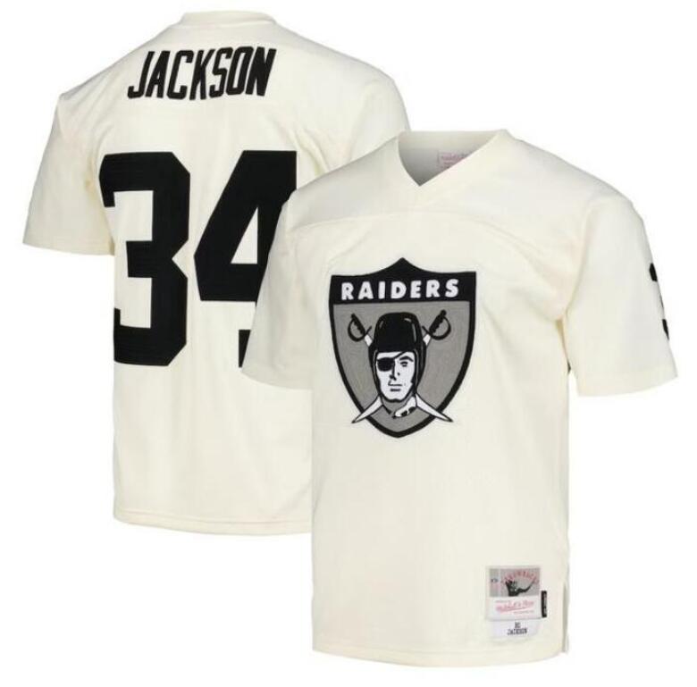 Men's Las Vegas Raiders Active Player Custom Cream Mitchell & Ness Football Stitched Jersey