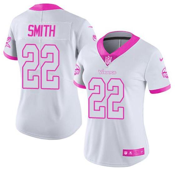 Women's Minnesota Vikings Active Player Custom White/Pink Stitched NFL Limited Rush Fashion Jersey