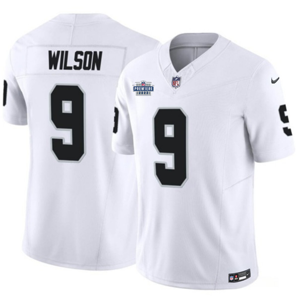 Men's Las Vegas Raiders #9 Tyree Wilson White 2023 F.U.S.E Prem1ere Patch Vapor Untouchable Stitched Football Jersey