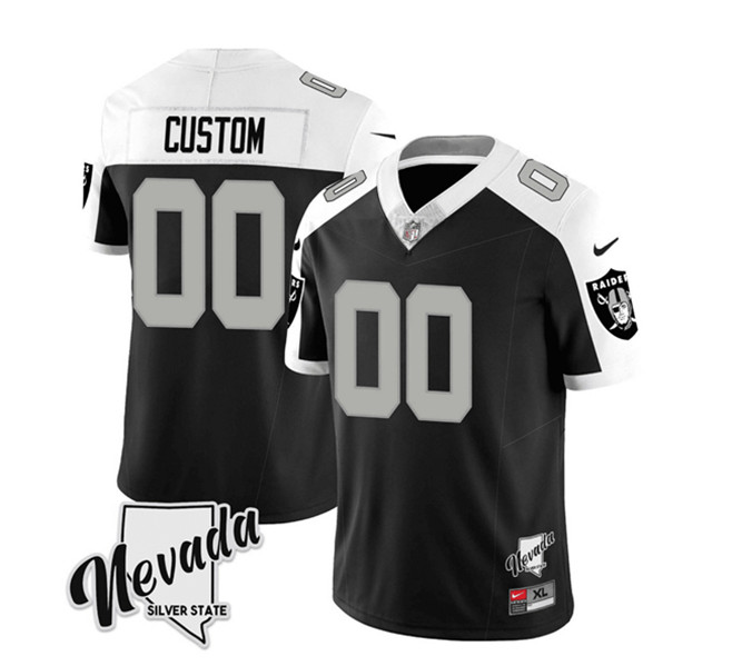 Men's Las Vegas Raiders Active Player Custom Black/White 2023 F.U.S.E Nevada Silver Stat Stitched Football Jersey