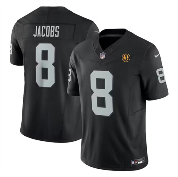 Men's Las Vegas Raiders #8 Josh Jacobs Black 2023 F.U.S.E. With John Madden Patch Vapor Limited Football Stitched Jersey