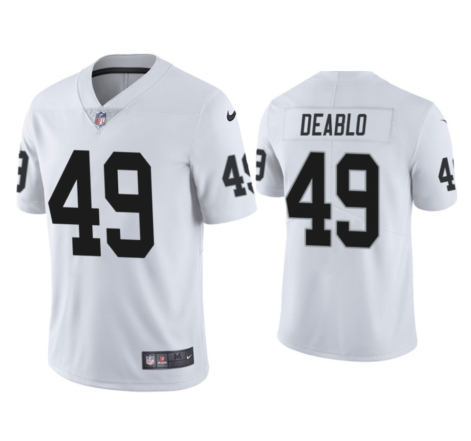 Men's Las Vegas Raiders #49 Divine Deablo NFL White Vapor Untouchable Limited Stitched Jersey (Check description if you want Women or Youth size)