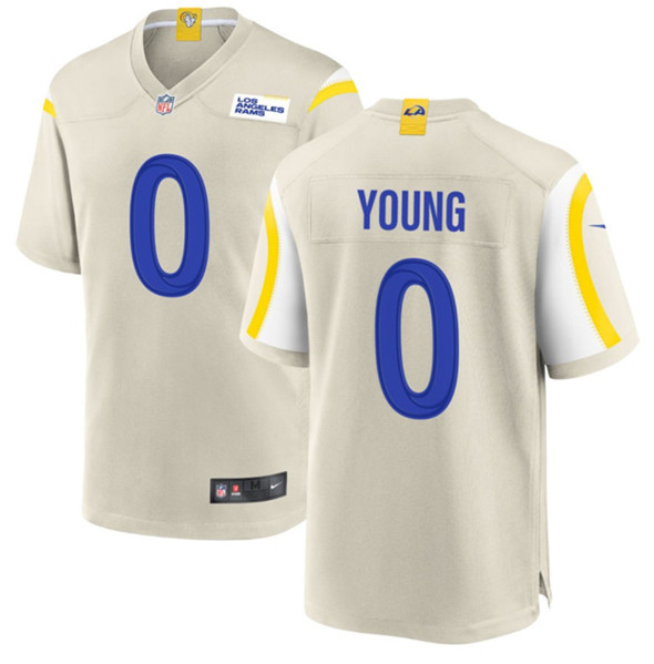 Men's Los Angeles Rams #0 PByron Young Bone Football Stitched Game Jersey