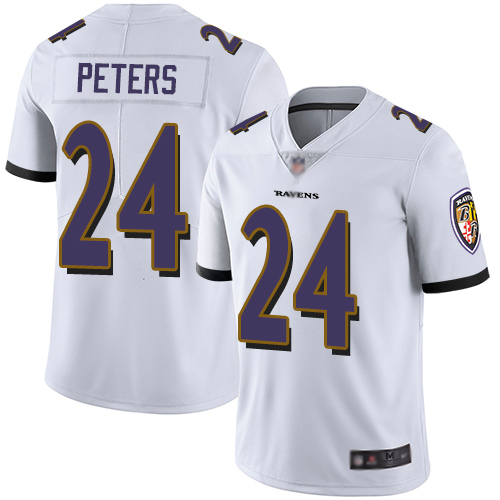 Men's Baltimore Ravens #24 Marcus Peters White Vapor Untouchable NFL Stitched Jersey