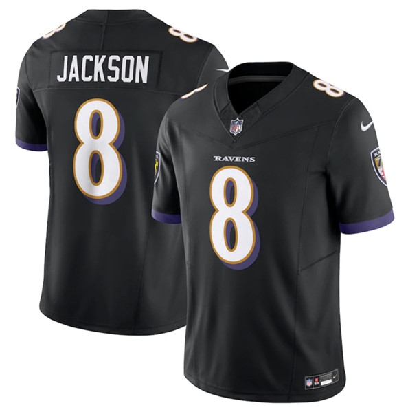 Men's Baltimore Ravens #8 Lamar Jackson Black 2023 F.U.S.E Vapor Jersey