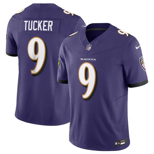 Men's Baltimore Ravens #9 Justin Tucker Purple 2023 F.U.S.E Vapor Jersey