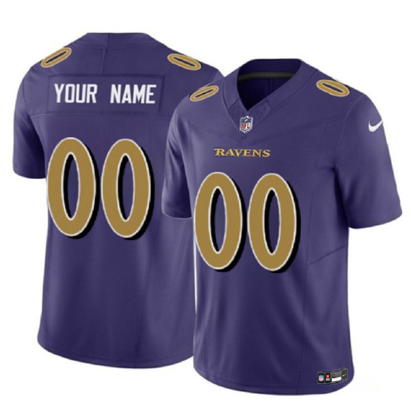 Men's Baltimore Ravens ACTIVE PLAYER Custom Purple 2023 F.U.S.E. Alternate Color Rush Vapor Untouchable Limited Football Stitched Jersey