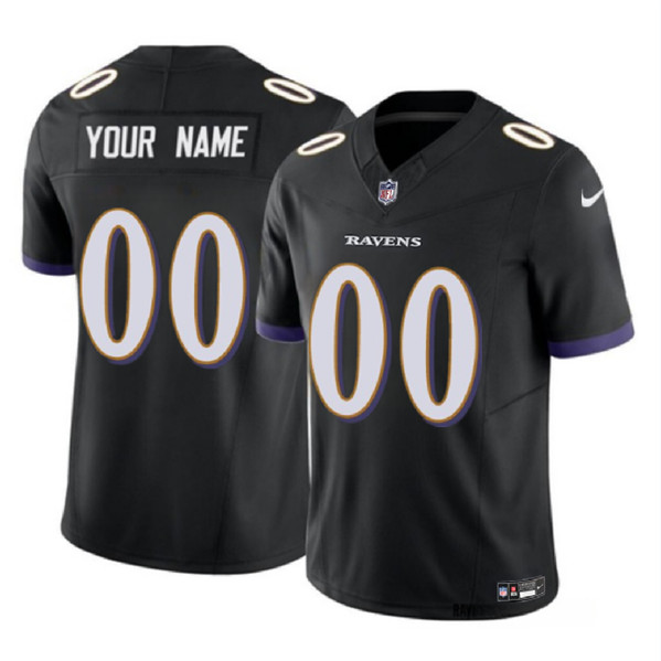 Men's Baltimore Ravens ACTIVE PLAYER Custom Black 2023 F.U.S.E. Alternate Vapor Untouchable Limited Football Stitched Jersey