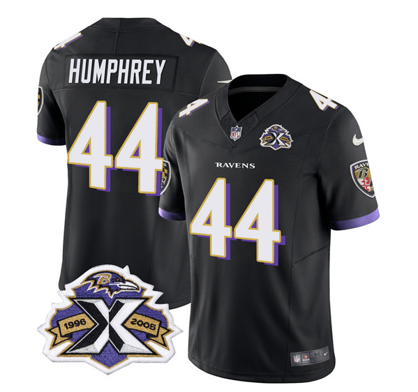 Men's Baltimore Ravens #44 Marlon Humphrey Black 2023 F.U.S.E With Patch Throwback Vapor Limited Stitched Jersey