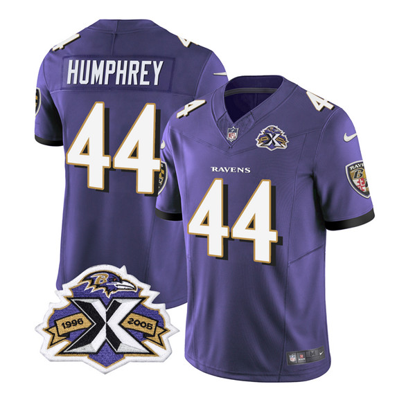 Men's Baltimore Ravens #44 Marlon Humphrey Purple 2023 F.U.S.E With Patch Throwback Vapor Limited Stitched Jersey
