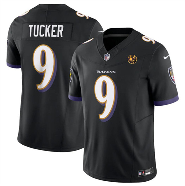 Men's Baltimore Ravens #9 Justin Tucker Black 2023 F.U.S.E. With John Madden Patch Vapor Limited Football Stitched Jersey