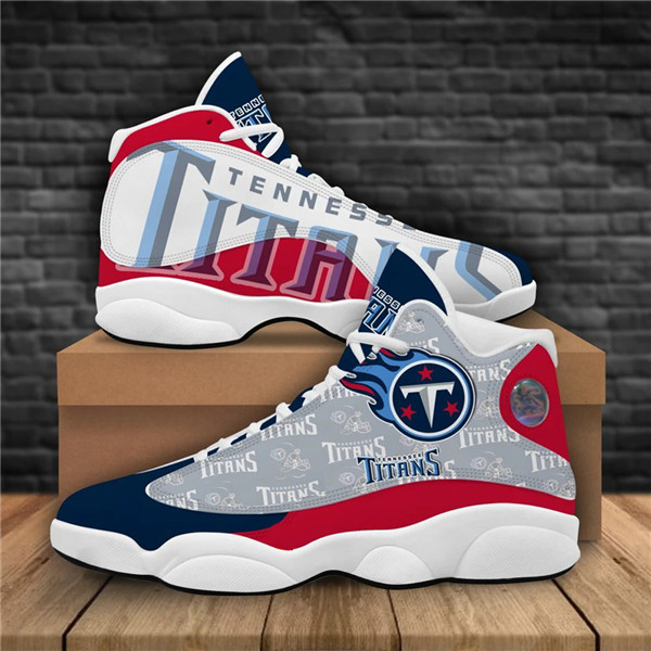 Men's Tennessee Titans AJ13 Series High Top Leather Sneakers 001 [Men ...