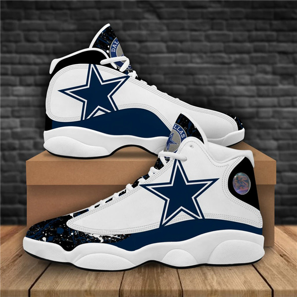 Men's Dallas Cowboys AJ13 Series High Top Leather Sneakers 008