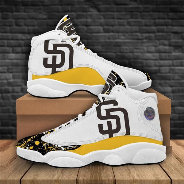 Men's San Diego Padres AJ13 Series High Top Leather Sneakers 001
