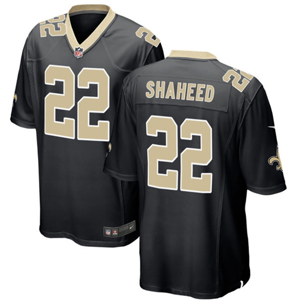Men's New Orleans Saints #22 Rashid Shaheed Black Football Stitched Game Jersey