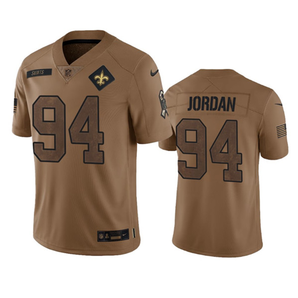 Men's New Orleans Saints #94 Cameron Jordan 2023 Brown Salute To Service Limited Football Stitched Jersey