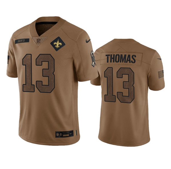 Men's New Orleans Saints #13 Michael Thomas 2023 Brown Salute To Service Limited Football Stitched Jersey