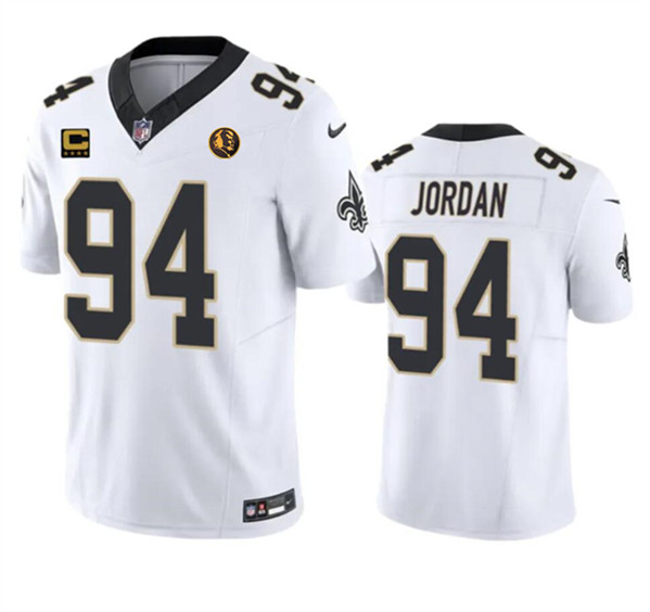 Men's New Orleans Saints #94 Cameron Jordan White 2023 F.U.S.E. With 4-star C Patch And John Madden Patch Vapor Limited Football Stitched Jersey