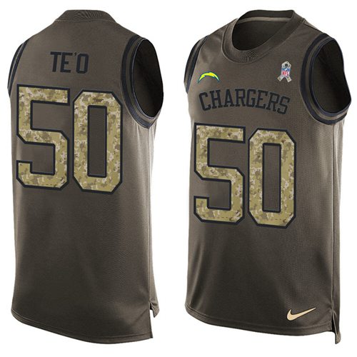 Nike Chargers #50 Manti Te'o Green Men's Stitched NFL Limited Salute To Service Tank Top Jersey