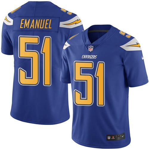 Nike Chargers #51 Kyle Emanuel Electric Blue Men's Stitched NFL Limited Rush Jersey
