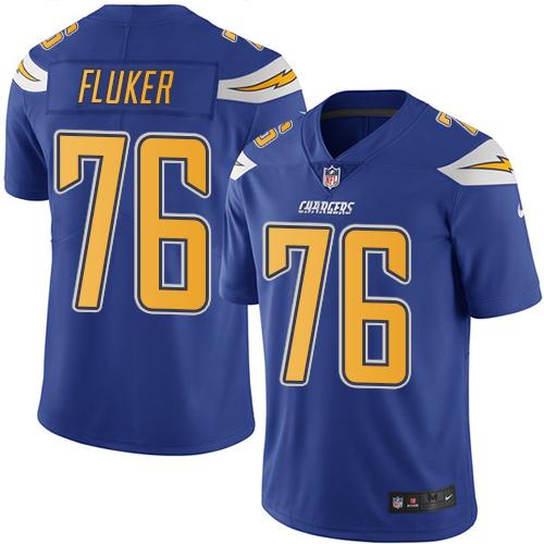Nike Chargers #76 D.J. Fluker Electric Blue Men's Stitched NFL Limited Rush Jersey