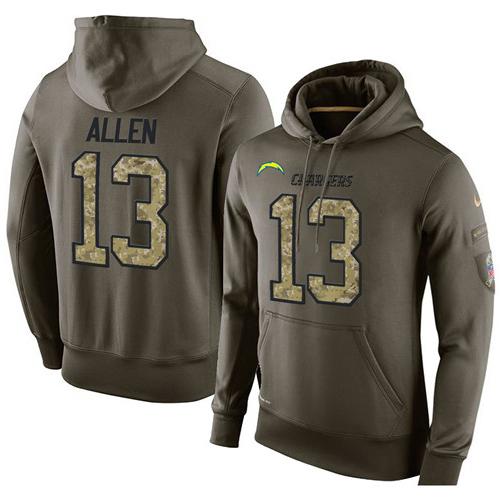 NFL Men's Nike San Diego Chargers #13 Keenan Allen Stitched Green Olive Salute To Service KO Performance Hoodie