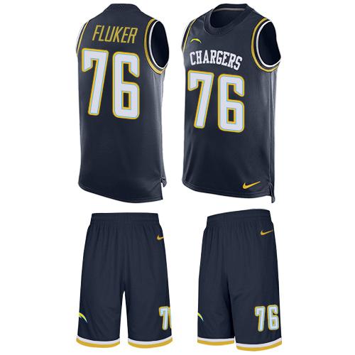 Nike Chargers #76 D.J. Fluker Navy Blue Team Color Men's Stitched NFL Limited Tank Top Suit Jersey
