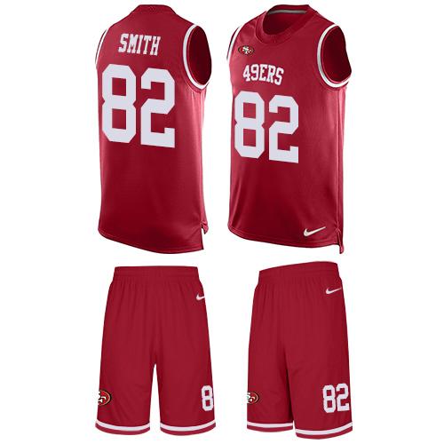 Nike 49ers #82 Torrey Smith Red Team Color Men's Stitched NFL Limited Tank Top Suit Jersey