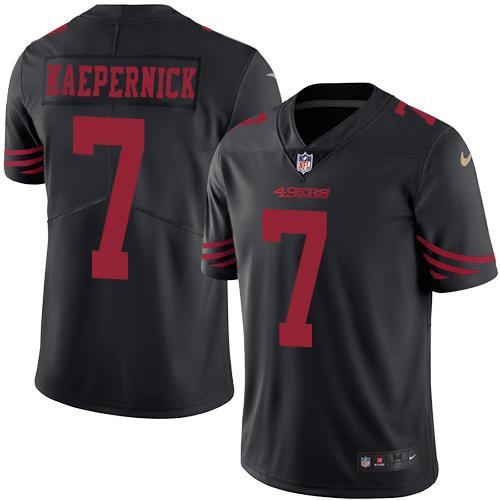 Nike 49ers #7 Colin Kaepernick Black Men's Stitched NFL Limited Rush Jersey