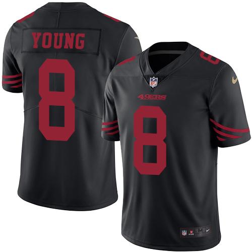 Nike 49ers #8 Steve Young Black Men's Stitched NFL Limited Rush Jersey