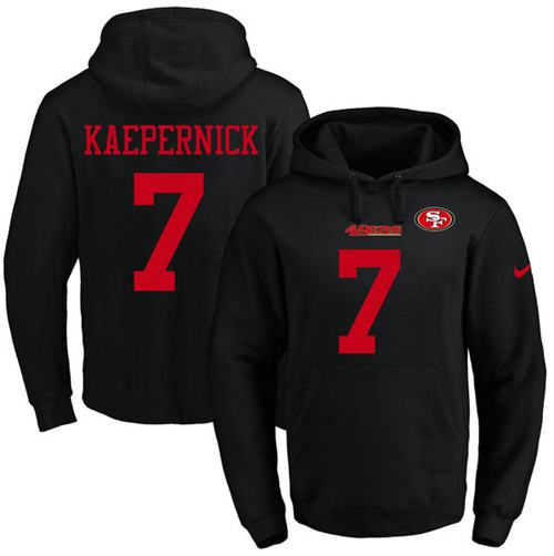 Nike 49ers #7 Colin Kaepernick Black Name & Number Pullover NFL Hoodie