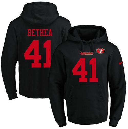 Nike 49ers #41 Antoine Bethea Black Name & Number Pullover NFL Hoodie