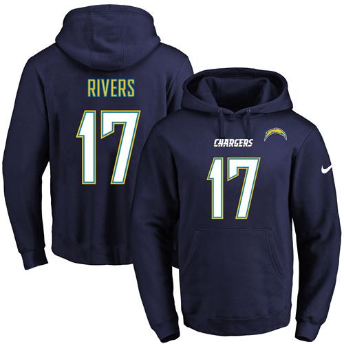 Nike Chargers #17 Philip Rivers Navy Blue Name & Number Pullover NFL Hoodie