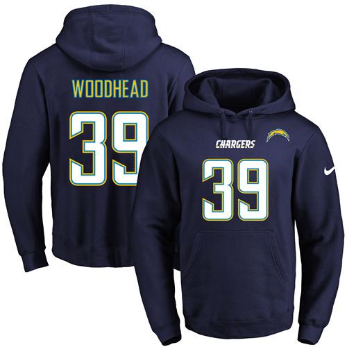 Nike Chargers #39 Danny Woodhead Navy Blue Name & Number Pullover NFL Hoodie