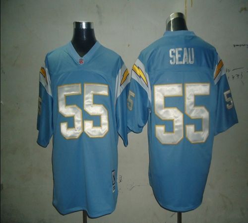 Mitchell And Ness Chargers #55 Junior Seau Light Blue Stitched NFL Jersey
